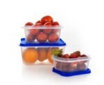 Anubhav Janni Storage Box Plastic Food Airtight Containers Set Clear Black Lids Airtight Food Containers Lids Capacity Stackable Kitchen Fridge Boxes Square Container Snacks Boxes (Set Of 3 Pcs) - Image 6
