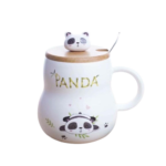 Anubhav Janni Panda Ceramic Mug With Spoon Coffee With Glass Lid And Printed Tea Coffe Milk Diwali Girls Birthday Valentine's Gift Cup Gift Teacup Coaster Tea Christmas Birthday (Pack Of 1 Pcs)