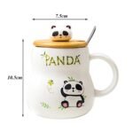 Anubhav Janni Panda Ceramic Mug With Spoon Coffee With Glass Lid And Printed Tea Coffe Milk Diwali Girls Birthday Valentine's Gift Cup Gift Teacup Coaster Tea Christmas Birthday (Pack Of 1 Pcs) - Image 2
