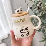 Anubhav Janni Panda Ceramic Mug With Spoon Coffee With Glass Lid And Printed Tea Coffe Milk Diwali Girls Birthday Valentine's Gift Cup Gift Teacup Coaster Tea Christmas Birthday (Pack Of 1 Pcs) - Image 3