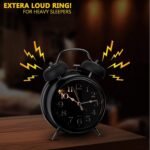 Anubhav Janni Twin Bell Black Clock Small Digital Alarm For Heavy Sleepers ED Table Study Table Students Office Bedroom Home Display Snooze Function Students Decor Desktop (Pack Of 1 Pcs) - Image 5