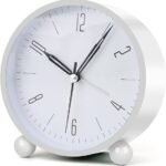 Anubhav Janni Round Silent Analog Desk Clock White Digital Alarm Heavy Sleepers ED Table Study Table Students Office Bedroom Home Display Snooze Function Students Decor Desktop (Pack Of 1 Pcs)