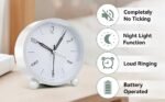 Anubhav Janni Round Silent Analog Desk Clock White Digital Alarm Heavy Sleepers ED Table Study Table Students Office Bedroom Home Display Snooze Function Students Decor Desktop (Pack Of 1 Pcs) - Image 4