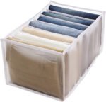 Anubhav Janni Clothes Organizer Wardrobe Breathable Clothing For Pants Jeans Sweater Washable Nylon Shirts Pants Leggings Jeans Box Closet Mesh Separation Bedroom (Pack Of 1 Pcs)