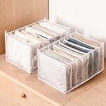 Anubhav Janni Clothes Organizer Wardrobe Breathable Clothing For Pants Jeans Sweater Washable Nylon Shirts Pants Leggings Jeans Box Closet Mesh Separation Bedroom (Pack Of 1 Pcs) - Image 3