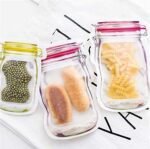 Anubhav Janni Food Storage Bag Jar Ziplock Bags For Fridge Bottle Shape Pouch Mason Plastic Bottles Bags Leakproof BPA Free Leakproof Freezer Safe Vegetables Travel Use Storage (Set Of 3 Pcs) - Image 9
