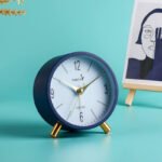 Anubhav Janni Silent Analog Desk Clock Matt Blue Alarm Clock Super Non Ticking Night Light Battery Operated Bedroom Home Decoration Bedside Table Elegant Perfect Bedroom Office (Pack Of 1 Pcs) - Image 5
