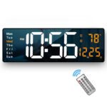Anubhav Janni Large Digital Wall Clock Alarm Clock Super Non Ticking Night Light Battery Operated Bedroom Home Decoration Bedside Table Elegant Perfect Bedroom Office (Pack Of 1 Pcs)