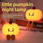 Anubhav Janni Pumpkin Night Light For Kids Soft Silicone LED Lamp Dimmable USB Rechargeable Cute Halloween Decor Baby Room Bedroom Bedside Touch Decor Kids Funny Office Desk (Pack Of 1 Pcs) - Image 3