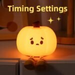 Anubhav Janni Pumpkin Night Light For Kids Soft Silicone LED Lamp Dimmable USB Rechargeable Cute Halloween Decor Baby Room Bedroom Bedside Touch Decor Kids Funny Office Desk (Pack Of 1 Pcs) - Image 4