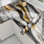 Anubhav Janni Black Golden Marble Foil Wall Stickers Wallpaper Vinyl Peel And Stick Waterproof Home Kitchen Countertop Cabinet Furniture Oil Proof  Walls Drawer Tabletop (Pack Of 1 Pcs)