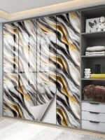 Anubhav Janni Black Golden Marble Foil Wall Stickers Wallpaper Vinyl Peel And Stick Waterproof Home Kitchen Countertop Cabinet Furniture Oil Proof  Walls Drawer Tabletop (Pack Of 1 Pcs) - Image 2
