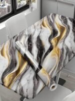 Anubhav Janni Black Golden Marble Foil Wall Stickers Wallpaper Vinyl Peel And Stick Waterproof Home Kitchen Countertop Cabinet Furniture Oil Proof  Walls Drawer Tabletop (Pack Of 1 Pcs) - Image 3