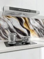 Anubhav Janni Black Golden Marble Foil Wall Stickers Wallpaper Vinyl Peel And Stick Waterproof Home Kitchen Countertop Cabinet Furniture Oil Proof  Walls Drawer Tabletop (Pack Of 1 Pcs) - Image 6
