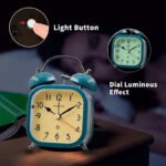 Anubhav Janni Square Twin Bell Clock Alarm Clock Super Non Ticking Night Light Battery Operated Bedroom Home Decoration Bedside Table Elegant Perfect Bedroom Office (Pack Of 1 Pcs) - Image 3