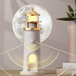 Anubhav Janni Moon Lighthouse Cute Shape Night Light Projection Light  Baby Room Decor Kids Gifts Home Kids Christmas Birthday Bedroom Decor LED Remote Timer USB Tabletop (Pack Of 1 Pcs) - Image 4