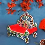 Anubhav Janni Bal Gopal Sinhasan (7 Inch) Pripacko Ladoo Pooja Mandir Krishna Sofa Asan Meenakari Work Royal Singhasan Handikraft Laddu Bed Thakorji Janmashtami Special Sinhasan (Pack Of 1 Pcs) - Image 2