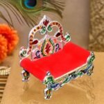 Anubhav Janni Bal Gopal Sinhasan (7 Inch) Pripacko Ladoo Pooja Mandir Krishna Sofa Asan Meenakari Work Royal Singhasan Handikraft Laddu Bed Thakorji Janmashtami Special Sinhasan (Pack Of 1 Pcs) - Image 3
