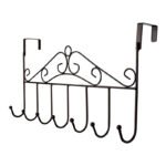 Anubhav Janni 7 Hooks Door Hanger The Rack Decorative Ognazier Hook Stylish Hangers Hooks Metal Hanging Home Office Use Black Metal Over Office No Drilling Required Hooks (Pack Of 1 Pcs)