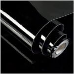 Anubhav Janni Plain Black Foil Paper Sticker (60*200cm) Kitchen Wallpaper Oil Proof  Heat Resistant Aluminium Wallpaper Hotel Bedroom Café Waterproof Contact Vinyl (Pack Of 1 Pcs)