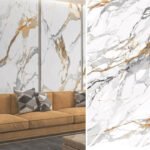 Anubhav Janni Golden White Marble Foil Kitchen Wallpaper Oil Proof  Heat Resistant Aluminium Wallpaper Hotel Bedroom Café Living Room Cabinets Waterproof Contact Vinyl (Pack Of 1 Pcs) - Image 3