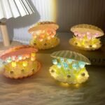 Anubhav Janni Shell Tulip Lamp Night Light Table Decorative Bedside Romantic Home Decor LED Desk Bedroom DIY Flower Lamp Night Lamp Cute Shells Girlfriend Soft Warm Living Room (Pack Of 1 Pcs) - Image 5