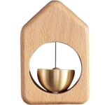 Anubhav Janni Triangle Wooden Door Bell with Brass Bowl Touch Activated Musical Chime Natural Beech Wood Doorbell For Home Entrance Décor Pleasant Sound Hanging Wall Bowl (Pack Of 1 Pcs)