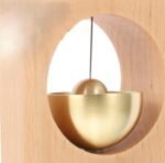 Anubhav Janni Triangle Wooden Door Bell with Brass Bowl Touch Activated Musical Chime Natural Beech Wood Doorbell For Home Entrance Décor Pleasant Sound Hanging Wall Bowl (Pack Of 1 Pcs) - Image 2
