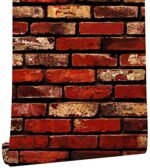Anubhav Janni Brick Foil Paper Sticker (45cm*2m) Kitchen Stickers Oil Proof Waterproof Self Adhesive Wallpaper PVC Bathroom Contact Papers Home Wallpaper Home Bricks Wall House (Pack Of 1 Pcs)
