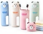Anubhav Janni Bear Travel Brash Holder Premium Wheat Material The Pooh Suit With Bamboo Charcoal Toothbrush Toothpaste Storage Box for Business Home Used Cartoon Bathroom (Pack Of 1 Pcs) - Image 6