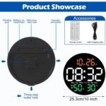 Anubhav Janni Round Digital Wall Clock Temperature Meter Mute Remote Control Alarm Multicolor Home  Garden Bedroom Living Room Office Temp Humidity Gym Garage Gift (Pack Of 1 Pcs) - Image 2