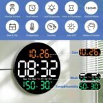 Anubhav Janni Round Digital Wall Clock Temperature Meter Mute Remote Control Alarm Multicolor Home  Garden Bedroom Living Room Office Temp Humidity Gym Garage Gift (Pack Of 1 Pcs) - Image 3