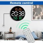 Anubhav Janni Round Digital Wall Clock Temperature Meter Mute Remote Control Alarm Multicolor Home  Garden Bedroom Living Room Office Temp Humidity Gym Garage Gift (Pack Of 1 Pcs) - Image 4