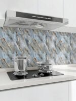 Anubhav Janni Blue Mountain Marble Foil Self Adhesive Kitchen Backsplash Oil Water Proof Dishwasher Countertop Cabinet Drawer Shelf Liner Wallpaper Home Peel Stick Cabinets (Pack Of 1 Pcs) - Image 2
