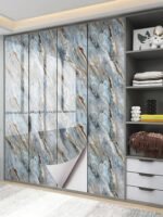 Anubhav Janni Blue Mountain Marble Foil Self Adhesive Kitchen Backsplash Oil Water Proof Dishwasher Countertop Cabinet Drawer Shelf Liner Wallpaper Home Peel Stick Cabinets (Pack Of 1 Pcs) - Image 3