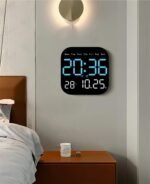 Anubhav Janni Square Digital Wall Clock Temperature Meter Mute Remote Control Alarm Multicolor Home  Garden Bedroom Living Room Office Temp Humidity Gym Garage Gift (Pack Of 1 Pcs) - Image 2