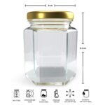 Anubhav Janni Hexagon Glass Jar (250 Ml) Airtight Black Lid For Masala Storage Jar Candy Spice Kitchen Container Rust Free Air Tight Lid Suitable For Use In Your Home Office (Ste Of 2 Pcs) - Image 3