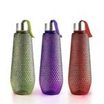 Anubhav Janni Hexa Water Bottle Shape With Stainless Steel Cap For School College Office Plastic Fridge Set Finish PET Bottle Blue Honeycomb Design Better Grip Home Use (Pack Of 1 Pcs)