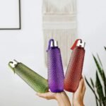 Anubhav Janni Hexa Water Bottle Shape With Stainless Steel Cap For School College Office Plastic Fridge Set Finish PET Bottle Blue Honeycomb Design Better Grip Home Use (Pack Of 1 Pcs) - Image 3