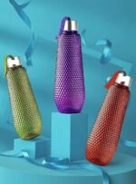 Anubhav Janni Hexa Water Bottle Shape With Stainless Steel Cap For School College Office Plastic Fridge Set Finish PET Bottle Blue Honeycomb Design Better Grip Home Use (Pack Of 1 Pcs) - Image 4