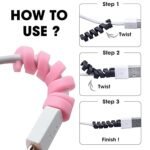 Anubhav Janni Spiral Cable Protector For Charger Cables Design Charging Data Saver Cord Protective Cover Compatible Earphone Wire Spring Wired USB Cable Headphones MacBook Laptop (Set Of 3 Pcs) - Image 2