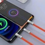 Anubhav Janni Orange 3 In 1 Charging Cable USB Fast Cable Multi Connector High Speed Data Sync Type C Retractable Heavy Duty Zinc Alloy Soft Silicone Tablets Fast Home Office Car (Pack Of Pcs) - Image 3