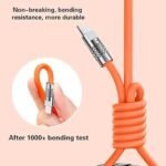 Anubhav Janni Orange 3 In 1 Charging Cable USB Fast Cable Multi Connector High Speed Data Sync Type C Retractable Heavy Duty Zinc Alloy Soft Silicone Tablets Fast Home Office Car (Pack Of Pcs) - Image 6