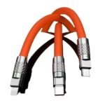 Anubhav Janni Orange 3 In 1 Charging Cable USB Fast Cable Multi Connector High Speed Data Sync Type C Retractable Heavy Duty Zinc Alloy Soft Silicone Tablets Fast Home Office Car (Pack Of Pcs) - Image 7