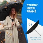 Anubhav Janni Automatic Open Close Umbrella Black Umbrella Metal Waterproof Round Modern Style Office Outdoor Rain Strong Wind Open Close Button Perfect (Pack Of 1 Pcs) - Image 3