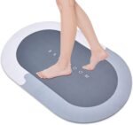 Anubhav Janni Heavy New Bathroom Mat Shower Room Bath Non Slip Base Memory Natural Rubber Quick Water Door Machine Washable Soft Microfiber Oval Waterproof Suitable Bedroom (Pack Of 1 Pcs) - Image 2