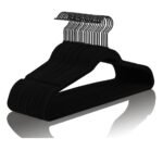 Anubhav Janni Velvet Hanger Cloth With Chromed Plated Steel Hook Non Slip Hangers Heavy Duty Black Ultra Slim Space Saving Design For Suits Shirts Pants Hangers (Pack Of 1 Pcs)