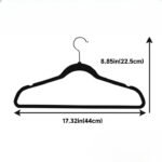 Anubhav Janni Velvet Hanger Cloth With Chromed Plated Steel Hook Non Slip Hangers Heavy Duty Black Ultra Slim Space Saving Design For Suits Shirts Pants Hangers (Pack Of 1 Pcs) - Image 3