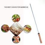 Anubhav Janni BBQ Tandoor Stick Stainless Steel Skewers With Wooden Handle Flat Metal Kebab Sticks Grill Barbecue Rust Resistant Rounded Square Kabab Grill Tool Outdoor Grilling (Pack Of 1 Pcs) - Image 6