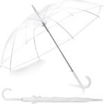 Anubhav Janni Transparent Umbrella Clear Transparent Durable Wind Resistant Big Size Rain Portable Umbrella Auto Open Long Handle Design Travel Waterproof Men Women (Pack Of 1 Pcs)